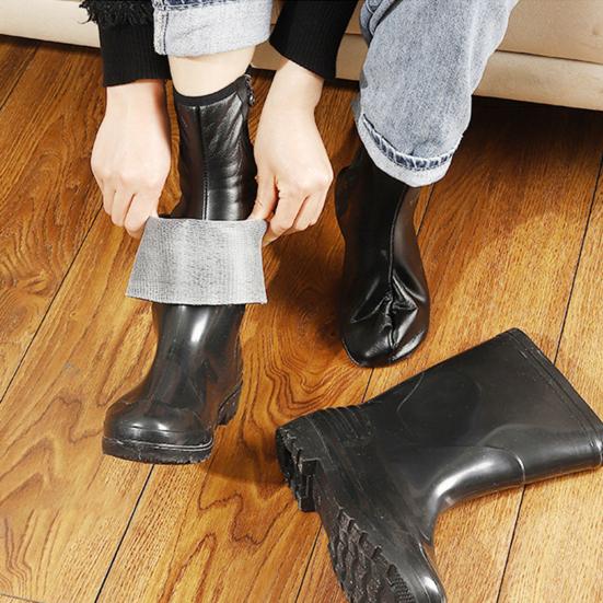 Носки-тапочки из искусственной кожи для мужчин, водонепроницаемые, теплые, для дома, нескользящие, на флисовой подкладке, зимние носки для спальни, игровой комнаты, для ношения на улице