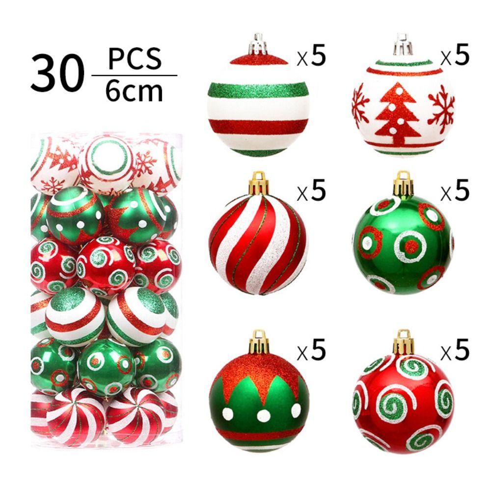 30PCS New Plastic Christmas Balls 6cm DIY Gifts Christmas Tree Ball Ornaments Multicolor Party Supplies New Year