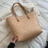 Yogodlns Summer Woven Straw Tote Bag Casual Large Capacity Rattan Beach Bag Holiday Handmade Shoulder Bag Travel Shopper Bag
