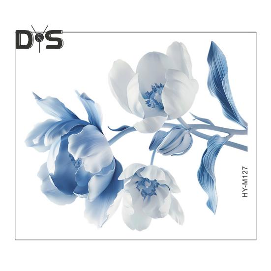 Наклейка на унитаз с синим цветком, съемная самоклеящаяся водонепроницаемая наклейка из ПВХ для гостиной, ванной комнаты, стены искусства, украшение для крышки унитаза с цветочным принтом