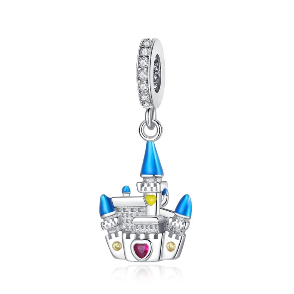 S925 Silver DIY Fashion Castle Ferris Wheel Pendant Charm Jewelry Making Accessory Popular Necklace Ornament