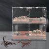 Bymaocar 4-grid Clear Acrylic Reptile Terrariums Climbing Pet Reptile Cage Non-toxic Odorless W/ Thermometer For Laboratory/home