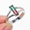 Natural Rare Bi Color Tourmaline Gemstone 925 Sterling Silver Ring Size 6.5 US