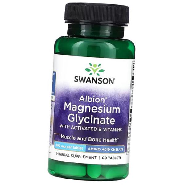 Магний Глицинат с Витамином В6, Albion Magnesium Glycinate with Activated B Vitamins, Swanson 60таб (36280171)