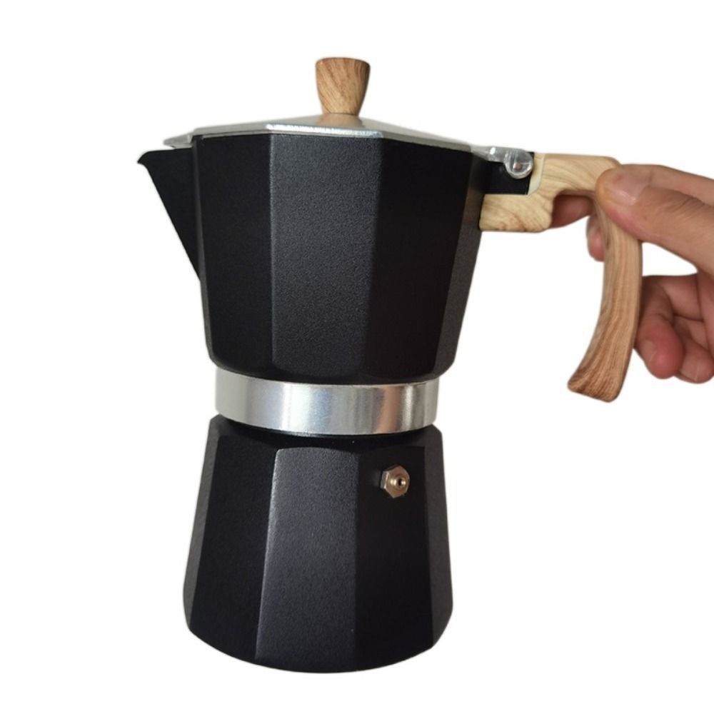 Wood Pattern Handle Aluminum Moka Pot 150ml/300ml Brewing Coffee Pot Italian Coffee