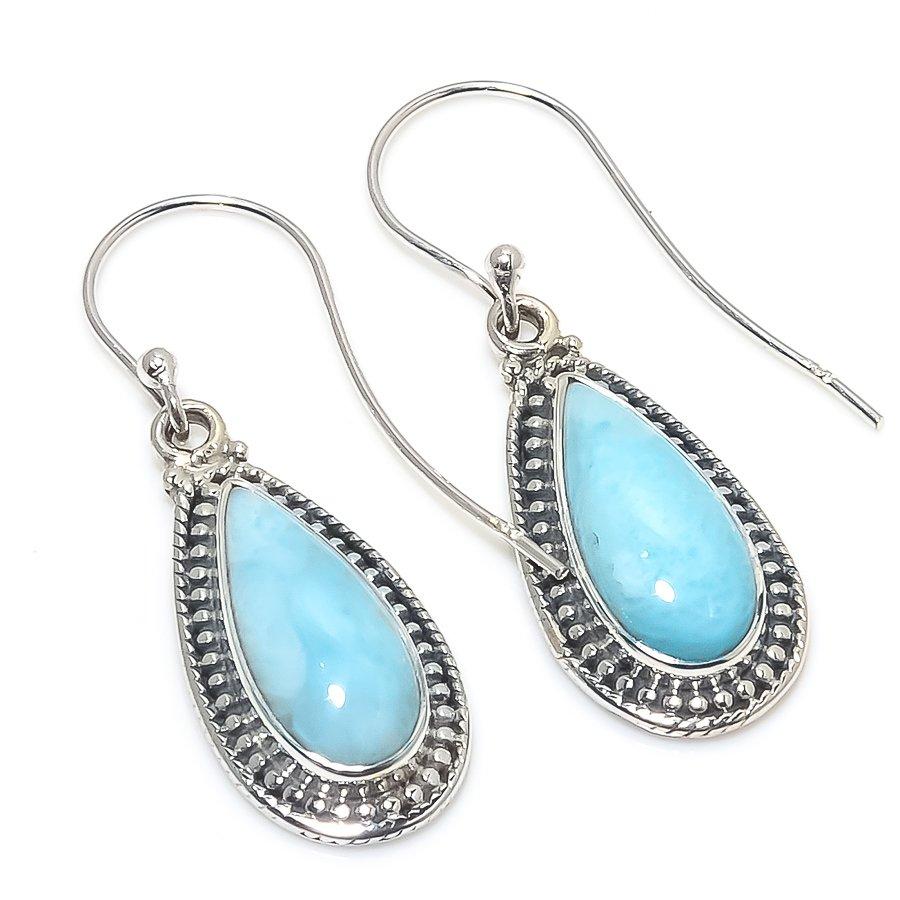 Серьги из чистого серебра 925 пробы с драгоценным камнем Natural Republic Ларимар 1,50 дюйма r4S00