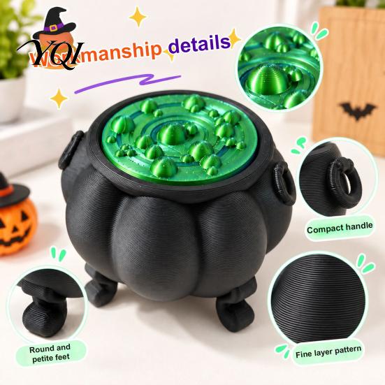 Stress Relief Cauldron Clicker Halloween Witch Toy, 3D Printed Clicky Fidget Toy Finger Clicker, Holiday Gift for Kids Adults