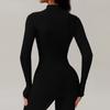 Women's Zipper Long Sleeve Yoga Bodysuit High Intensity Fitness Sports One-piece Leotard