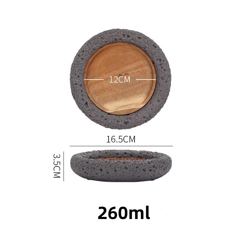Black Cement Tableware Dinner Plate stone Sashimi sushi Disc Dry Ice Tray Plate Dessert Plates Dim Sum Dish Steak Plates Bowl