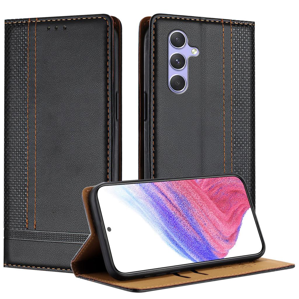 For Samsung Galaxy A54 5G Case L-Shaped Grid Pattern Leather Stand Phone Cover with Card Slots