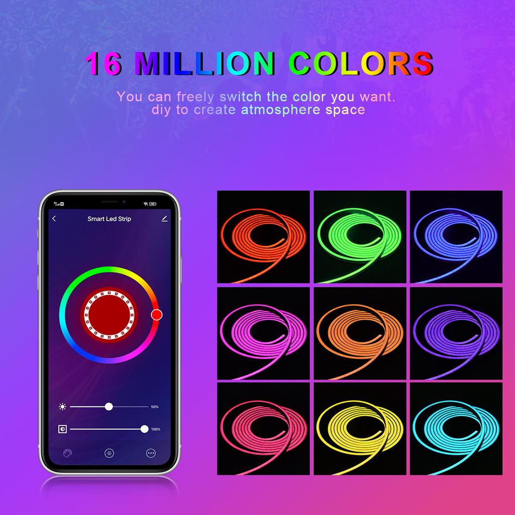 Tuya Smart Life RGB неоновый свет черная светодиодная лента WIFI неоновая веревочная лампа DIY синхронизация музыки спальня ТВ подсветка игровая комната