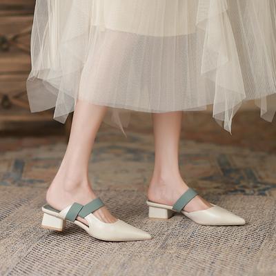 Слово с сандалиями. Женские летние новые заостренные низкие одинарные туфли. Женские толстые сандалии Fairy Wind.