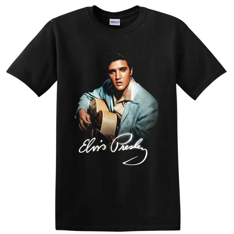 Elvis Presley Guitar Portrait Rock And Roll T Shirt Music Legend Graphic Tee
