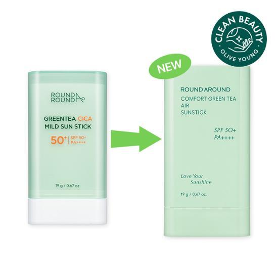 ROUND A'ROUND План раздачи солнцезащитного крема Comfort Green Tea Air Sun Stick (+Бесплатная пена 30мл)