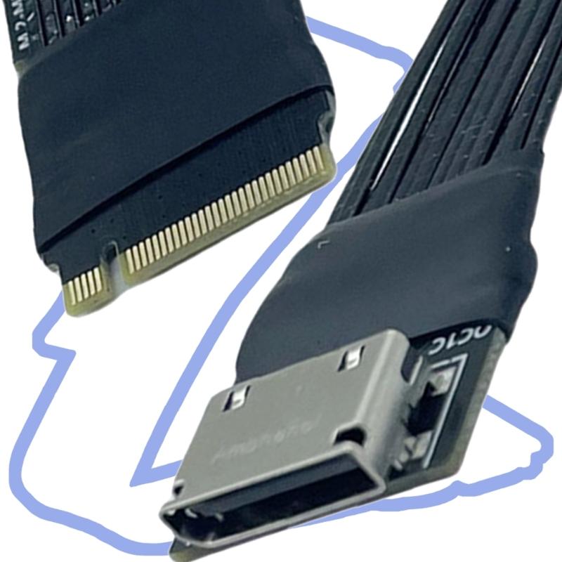Кабель-адаптер Gen4 Oculink SFF-8611 4iSFF-8612 Внешний M.2 на PCIe4 4X NVME Удлинитель Посеребренный