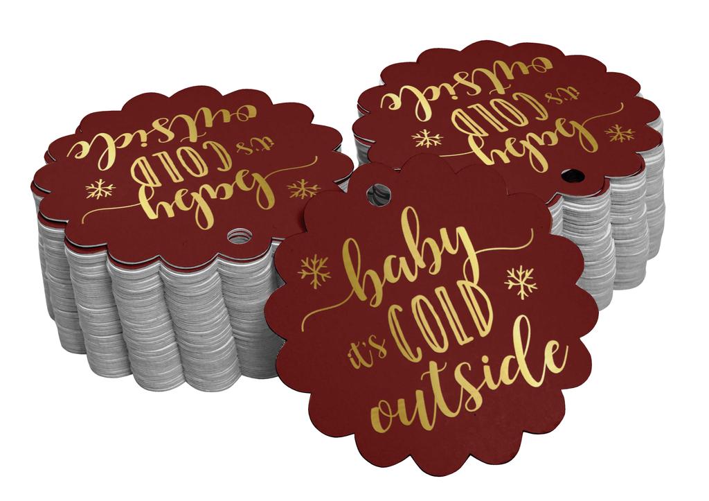Inkdotpot Gold Foil Paper Hang Tags Baby It's Cold Outside Baby Shower Favor Tags 100