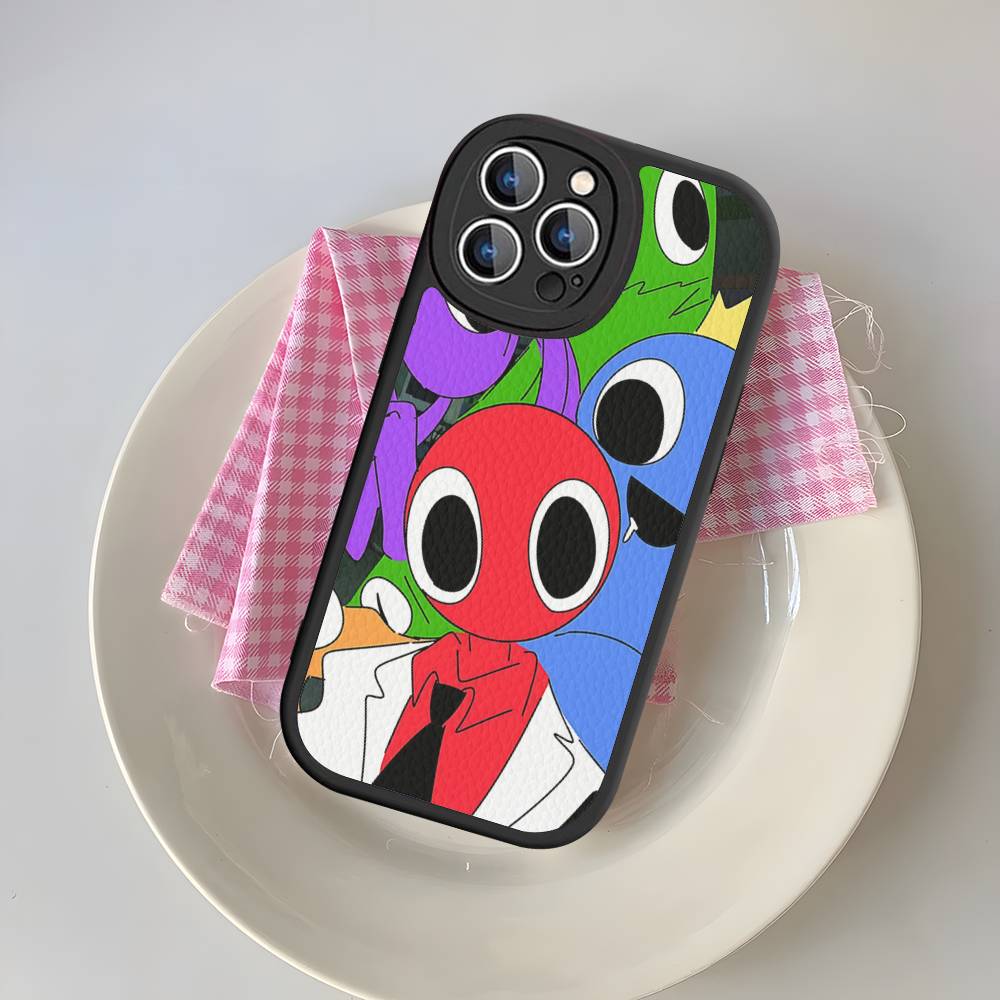 Мультяшный R-Rainbow Friends Для IPhone 16 15 14 13 12 11 Pro Max Plus Кожаный Чехол для Телефона