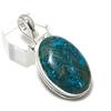Natural Chrysocolla Gemstone 925 Sterling Silver Jewelry Pendant 1.77" h9D08
