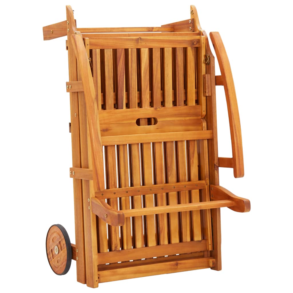 Folding Sun Lounger with Cushion Solid Acacia Wood