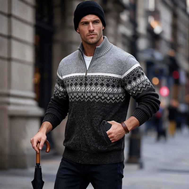 Men S Thick Fleece Long Sleeve Knitted Cardigan Casual Winter Sweater
