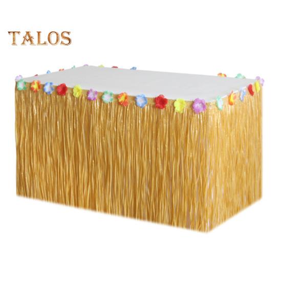 Юбка для стола в гавайском стиле, водонепроницаемая, тропическая, луау, красочная, с кисточками, для стола, летняя, пляжная, тематическая, алоха, вечеринка, украшение