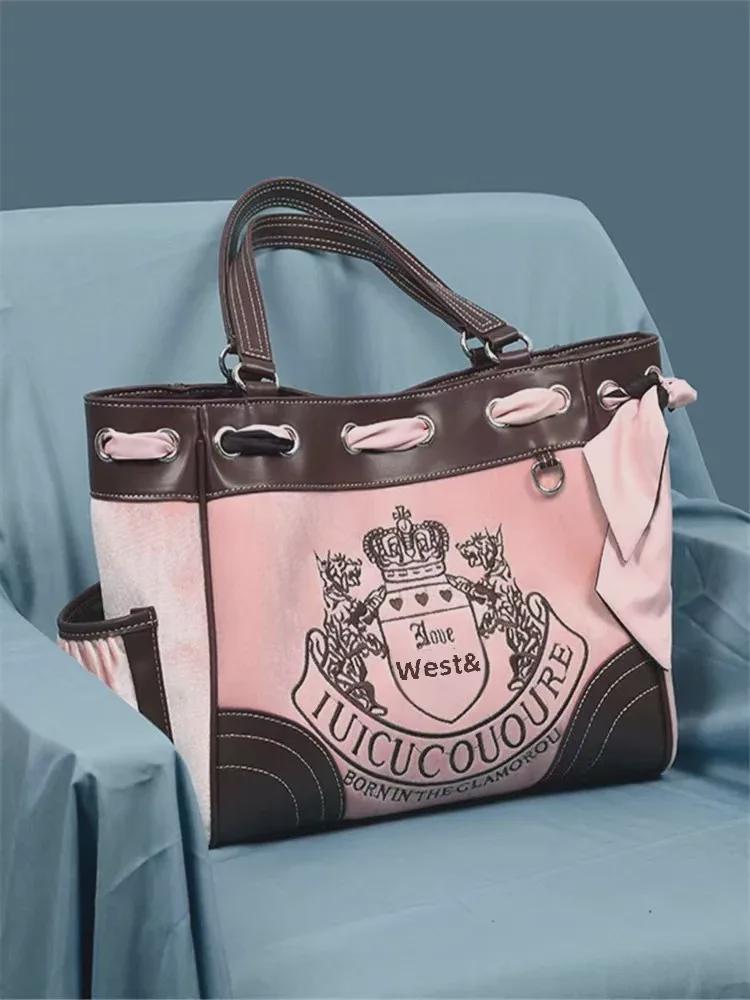 Большая вместительная сумка-тоут в стиле ретро из бархата с вышивкой