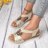 2025 Wide Width Platform Sandals Women - Chunky Jute Wedge Slip-On Casual Beach Shoes