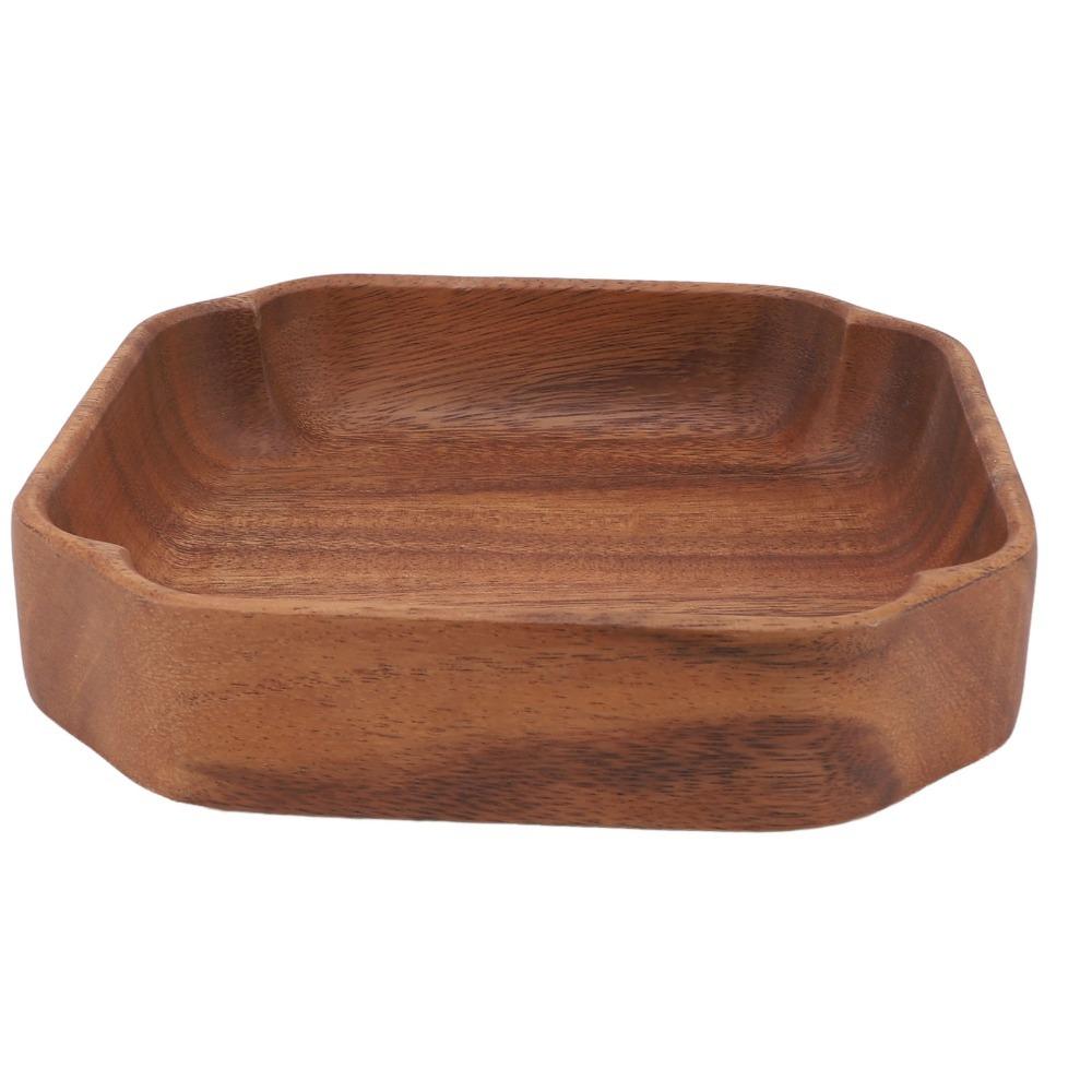 Wooden Food Serving Plate Smooth Fruit Tray Easy To Clean Salad Container Home