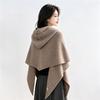 Thick Knit Hooded Triangle Scarf Wool Blend Women Shawl Warmer Solid Neck Collar  Outdoor
