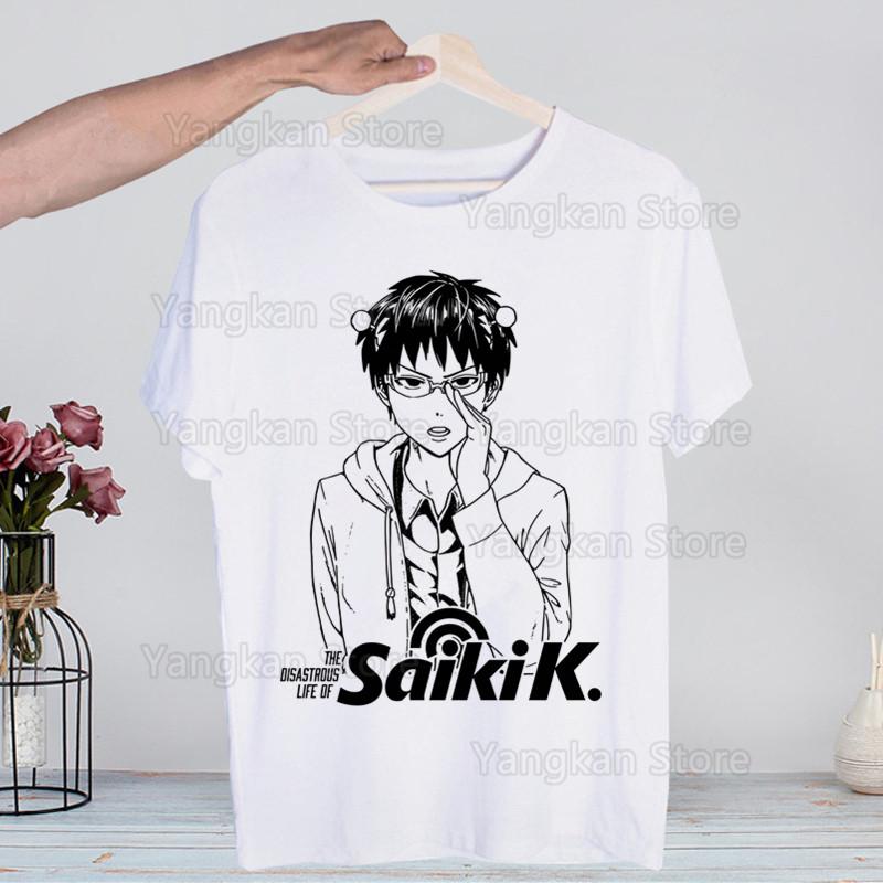 Аниме Saiki Kusuo No Sai-nan Saiki Новинка Забавная Винтажная Футболка с Круглым Вырезом для Мужчин Юмор Топ Футболка Юмор Уличная Одежда