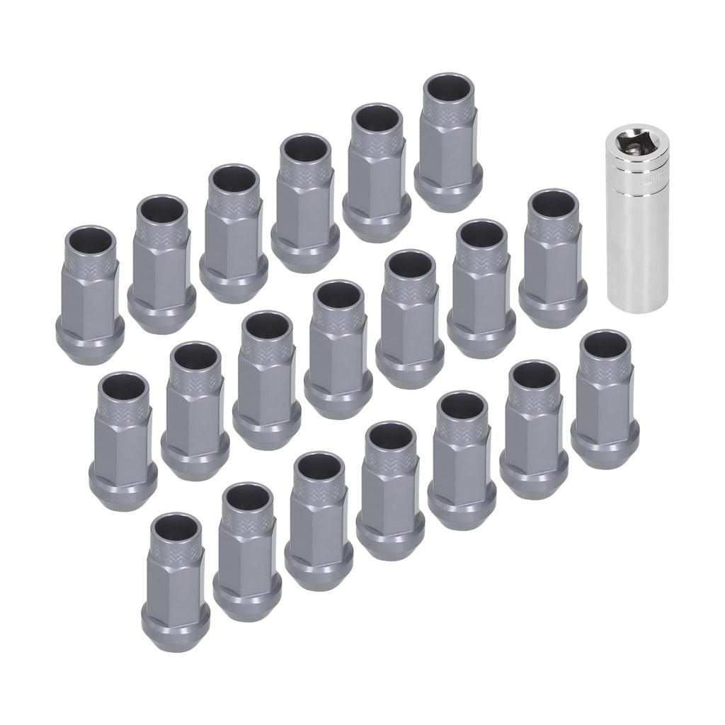 20 шт. Колесные гайки M14x1.5 резьба высота 2 дюйма алюминий 7075 T6 сквозное отверстие стопорные гайки титанового цвета