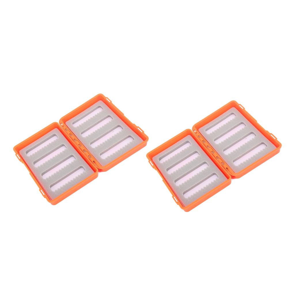 2 Pcs Fishing Fly Hook Box Orange Plastic Fly Fishing Lures Storage Box for Accessory