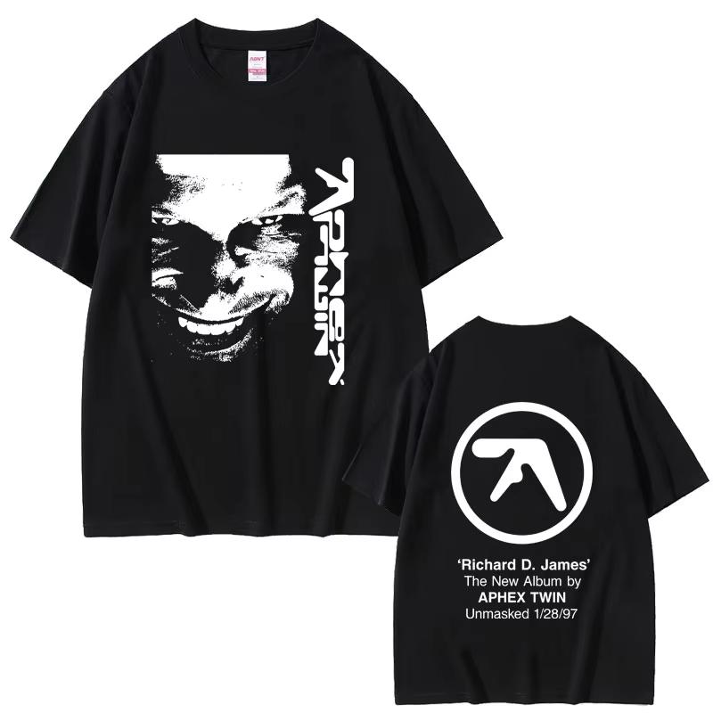 Aphex Twin Face Graphic T Shirt Richard D James Album Print Tshirt Unisex Fashion Electronic Pop Music Short Sleeve Tshirts