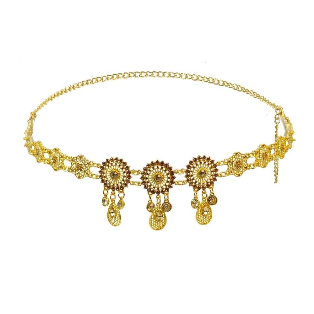 Rhinestone Belly Chains Golden Zinc Zinc Alloy Hollow Out Belt Fashion Waist Chain Weddings