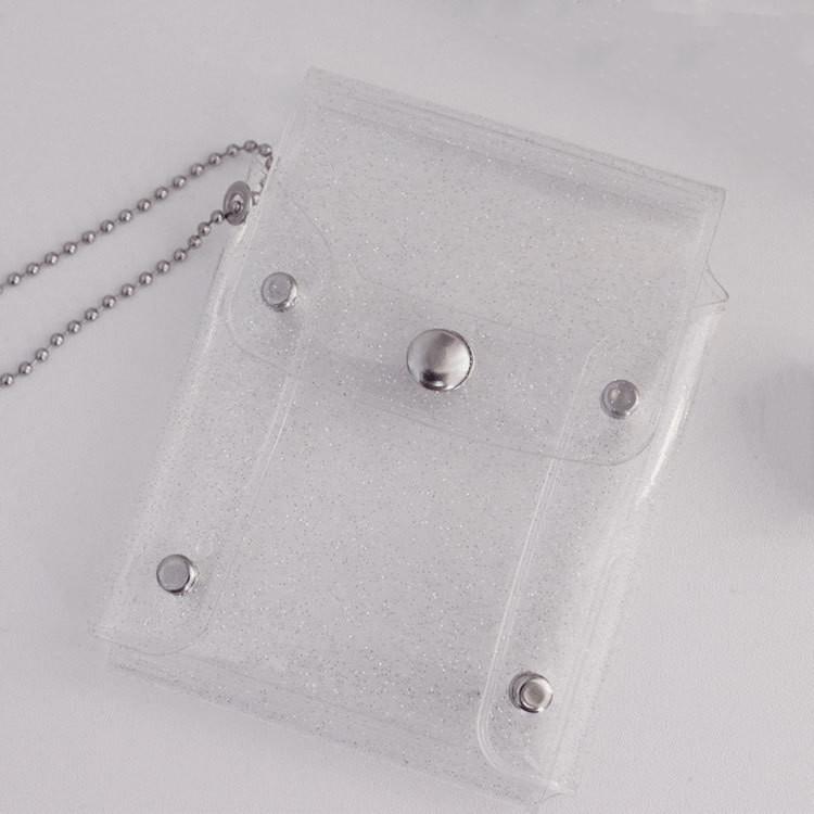Cute Sequins Transparent Coin Purse Lipstick Bag Girl Kawaii Pink Key Chain Wallets Card Holder Fashion Hasp Clear Pvc Mini Bags