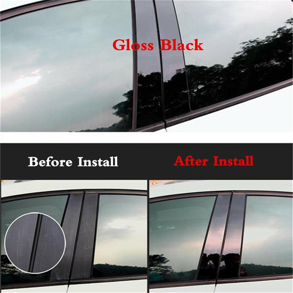 6PCS Car Door Trim Pillar Posts Gloss Black Cover For Honda Odyssey 2011-2017
