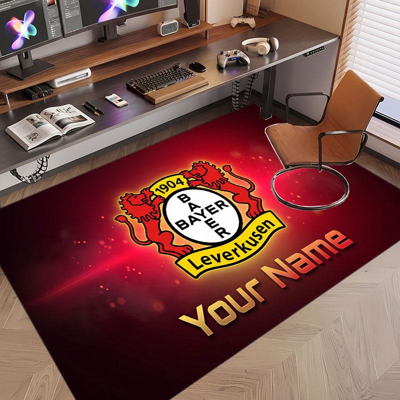 Custom Rug Bayer Leverkusen Football Pattern Print Name Text Soft Non‑Slip Floor Carpet for Home Indoor Decoration