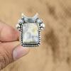 Natural Ocean Jasper Multi Stone Cresent Moon Adjustable Ring 925 Silver