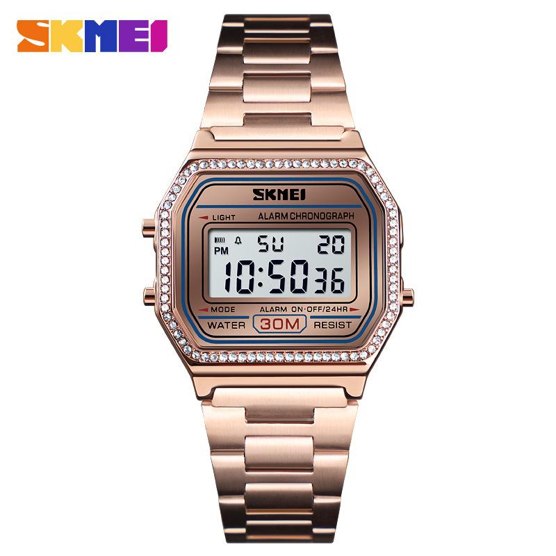 Moment Beauty Skmei Multi-functional Exquisite Stone Watch Female, European and American Hot-selling Waterproof Leisure Electronic Watch Female