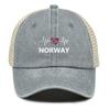 Бейсболка с принтом флага Норвегии, регулируемая, спортивная кепка «Волна-сердце», дышащая, повседневная, в стиле хип-хоп, снепбэк, сетчатая кепка