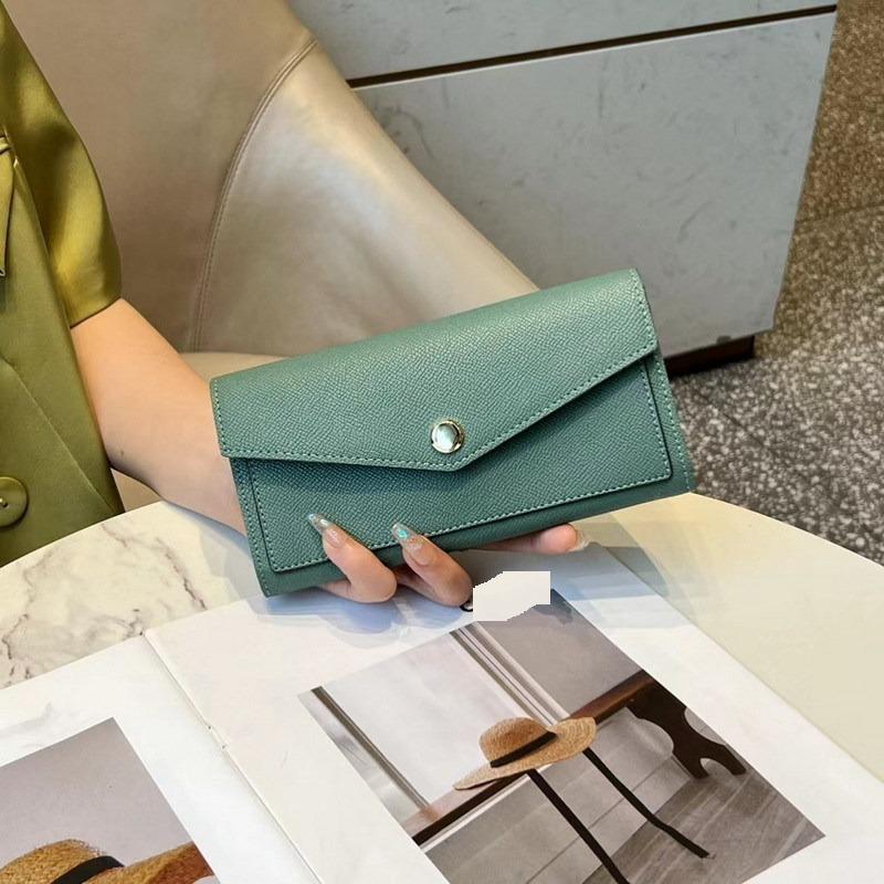 Новый длинный кошелек из воловьей кожи с рисунком пальмы, цветной блок, тройной кошелек из натуральной кожи, цветной кожаный зажим, цветная сумка для карточек