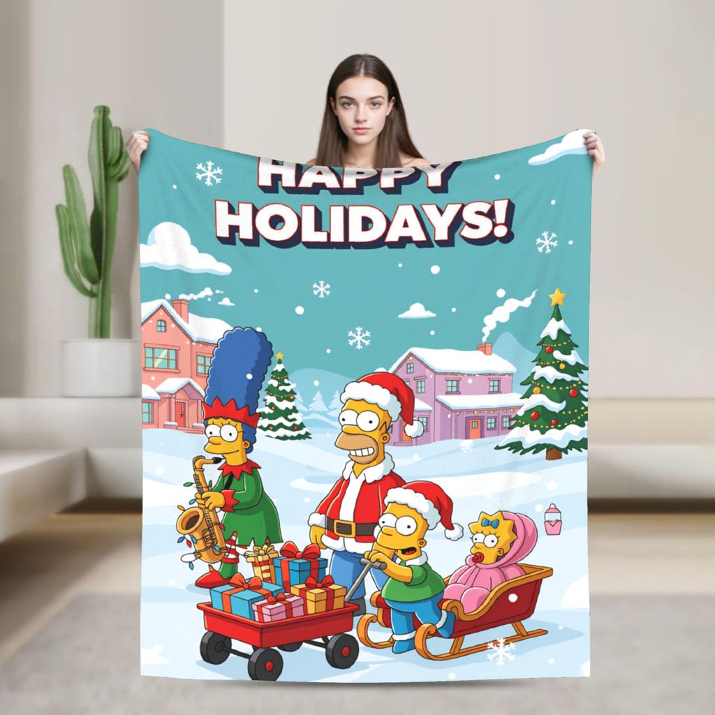 Blanket The S-Simpsons Travel Office Flannel Bedding Throws For Couch Chair Super Warm Design Bedspread Birthday Present