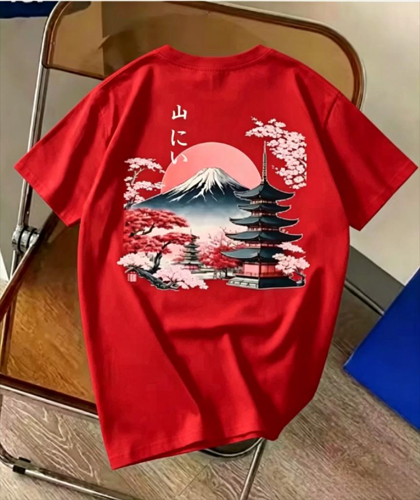 Japanesestyle Cherry Blossom Unisexs Tshirt Summer Cotton Casual Stylish Breathable Roundneck Shortsleeved Tshirt Unisex Unisex
