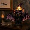 Halloween Decorative Night Light Black Cat Witch Hat Table Lamp, with Dreamy Purple Light, Exquisite Witchy Bedroom Decor Gothic Retro Ornament,