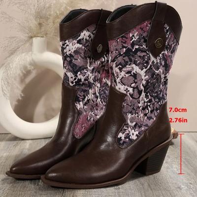 2024 Этнические модные цветные женские сапоги до середины голени Повседневная модная обувь больших размеров для женщин Botas Altas Plataforma Mujer