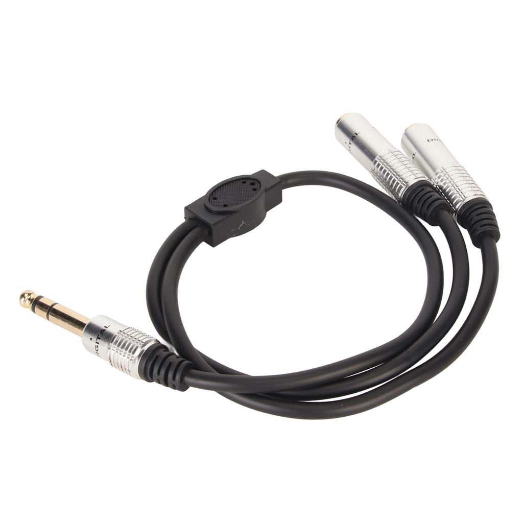 14 Inch Stereo Splitter Y Cable Dual Channel Aluminum Alloy 6.35mm Male Plug To Dual 6.35mm Female