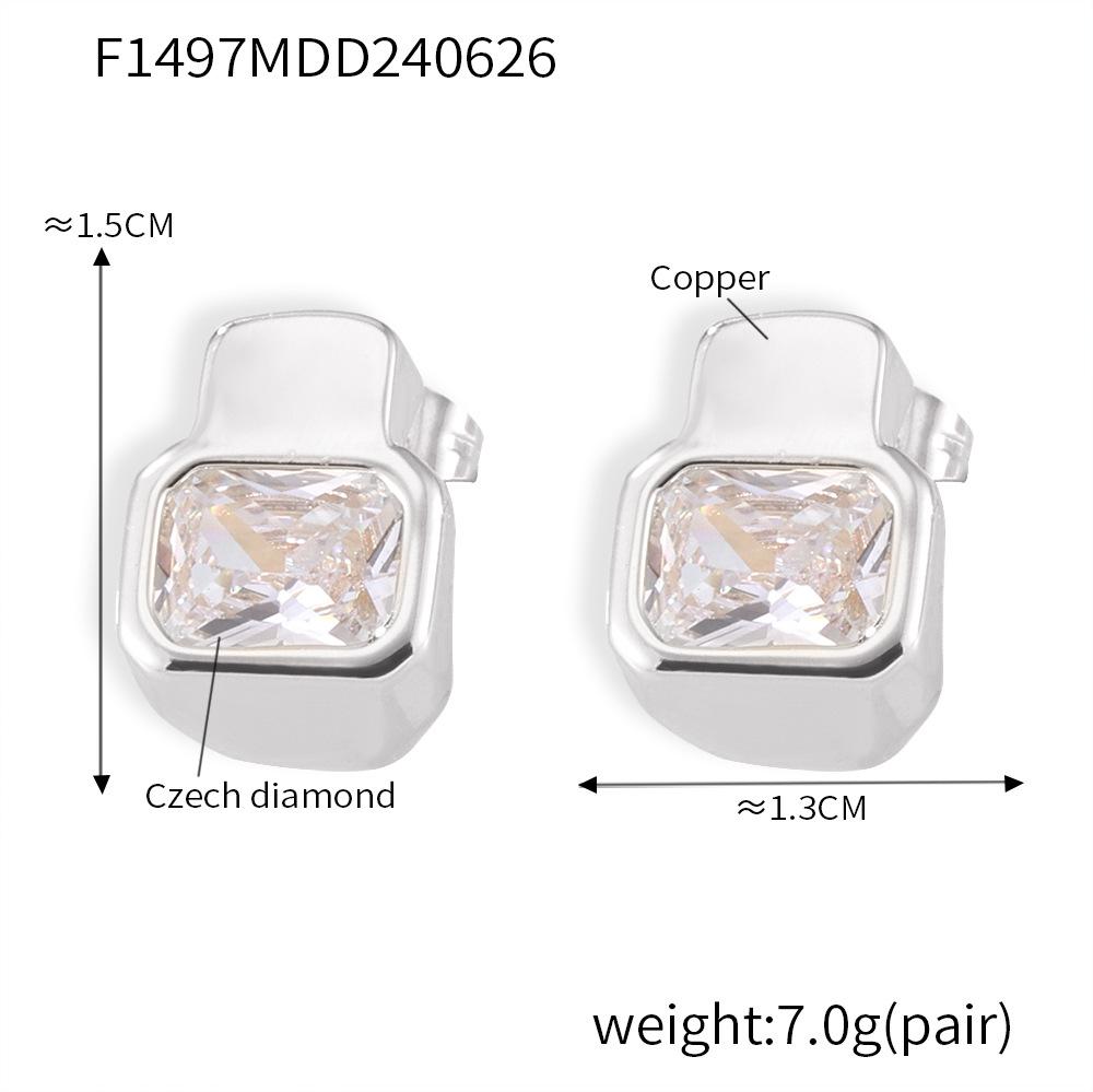 Серьги с бриллиантами Niche Design, простые и универсальные, модные, легкие, роскошные, медные серьги, геометрическое покрытие, 18-каратное золото