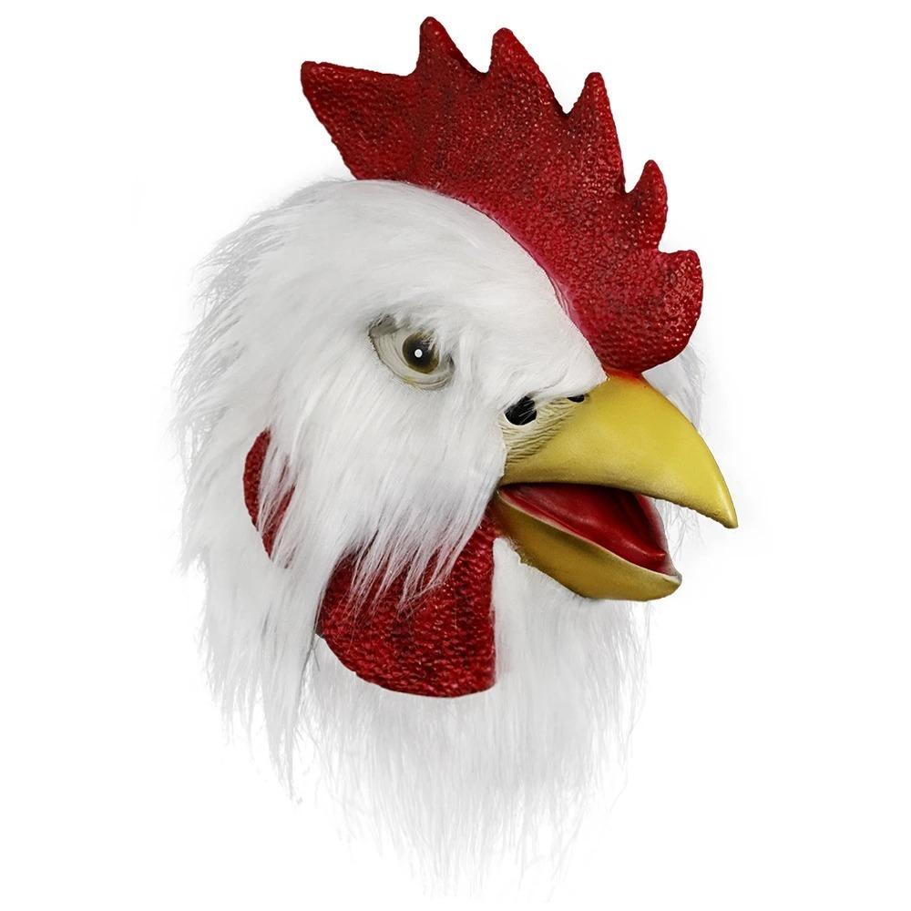 Headgear Props Rooster Mask Plush Chicken Head Latex Mask Rooster Cosplay Props White Latex Rooster Party Mask Prop Mad Chicken