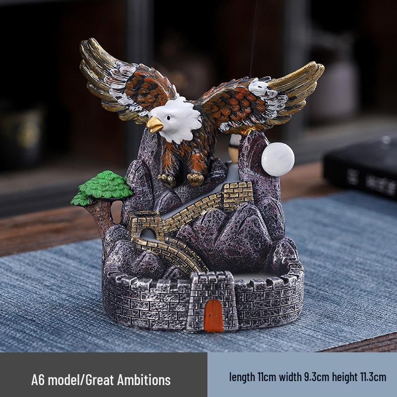 Большая обратная аромалампа из смолы с дизайном гор для декора интерьера дома