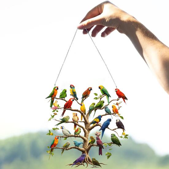 Акриловое украшение для подвешивания на елку в виде попугая, 2D плоский красочный попугай, для дома, улицы, рождественской елки, стены, окна, подвесная табличка с птицей